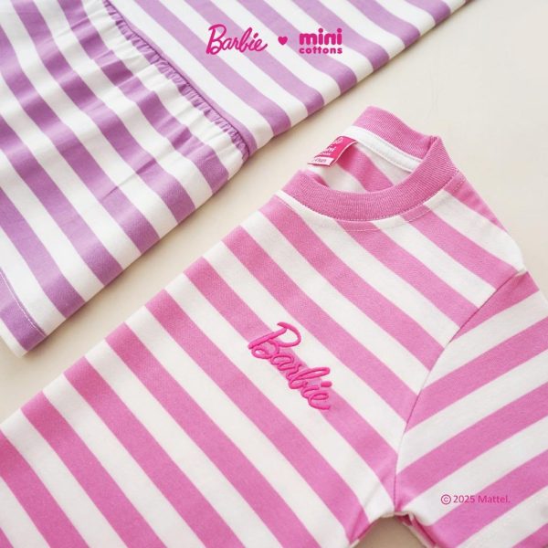 Barbie x Minicottons Stripe Ruffle Dress Salur Baju Anak Perempuan 3-10 Tahun - Image 9