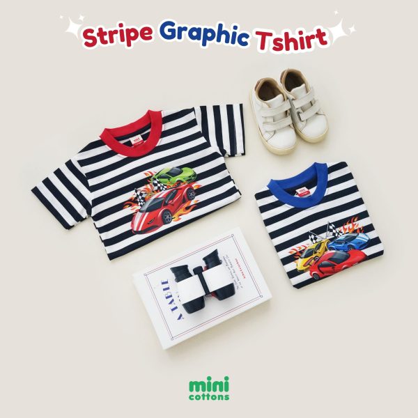 Minicottons Stripe Car Grafis Tshirt Salur Kaos Baju Anak Laki Laki 1-12 Tahun - Image 7