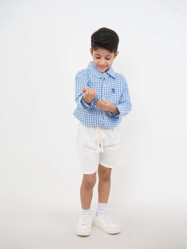 Mini Cottons Kemeja Gingham Baju Anak Unisex 1-12 Tahun 100% Katun - Image 4