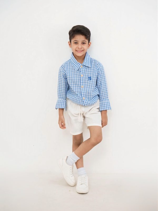 Mini Cottons Kemeja Gingham Baju Anak Unisex 1-12 Tahun 100% Katun - Image 5