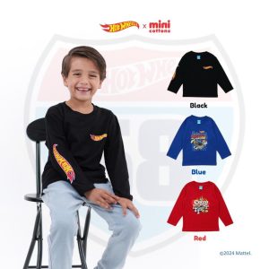 SALE Hot Wheels x Minicottons Longsleeve Tshirt Kaos Lengan Panjang Hotwheels Anak Laki Laki 2-12 Tahun
