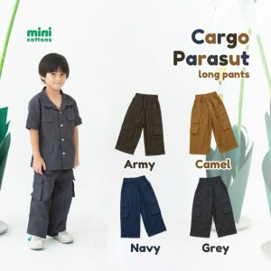 [CLEARANCE SALE] Minicottons Celana Panjang Anak Cargo Pants Unisex 1-12 Tahun Parasut Kids Katun