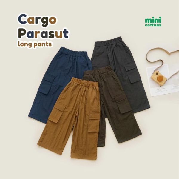 [CLEARANCE SALE] Minicottons Celana Panjang Anak Cargo Pants Unisex 1-12 Tahun Parasut Kids Katun - Image 2