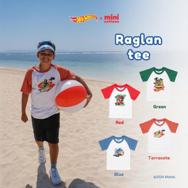 SALE Hot Wheels x Minicottons Raglan Graphic Tshirt Kaos Baju Anak Laki Laki 2-12 Tahun