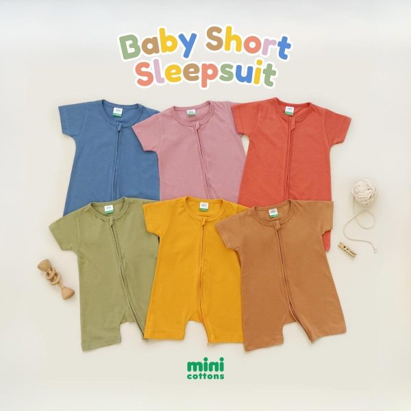 [CLEARANCE SALE] Minicottons Baby Sleepsuit Short 100% Katun Jumpsuit Bayi Double Zipper Baby Piyama 0-2 tahun - Image 5