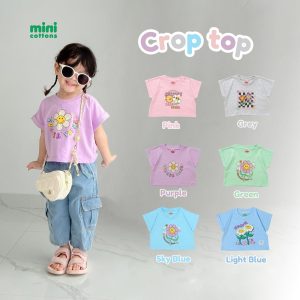 Mini Cottons Kaos Crop Top Anak Perempuan 1-12 Tahun