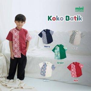 Minicottons Kemeja Batik Anak Kemeja Koko Anak 1-12 Tahun Muslim Panjang
