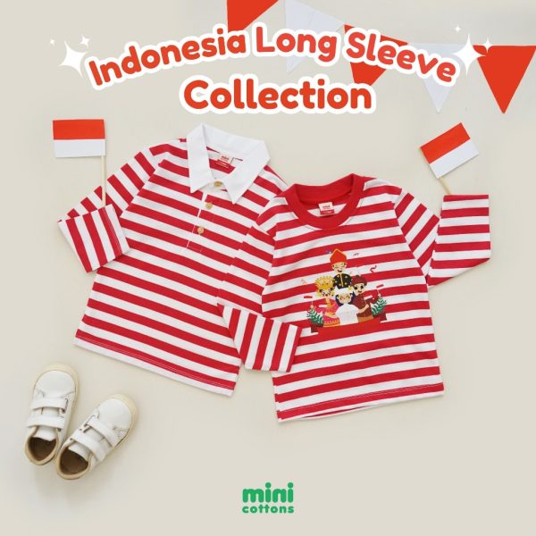 Mini Cottons Unisex Long Sleeve Tshirt Polo Shirt Indonesia 17an Merdeka Series 1-12 Tahun - Image 2