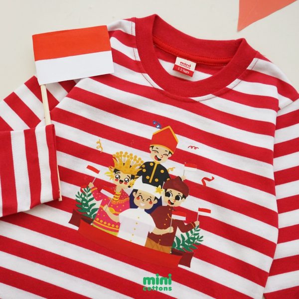 Mini Cottons Unisex Long Sleeve Tshirt Polo Shirt Indonesia 17an Merdeka Series 1-12 Tahun - Image 4