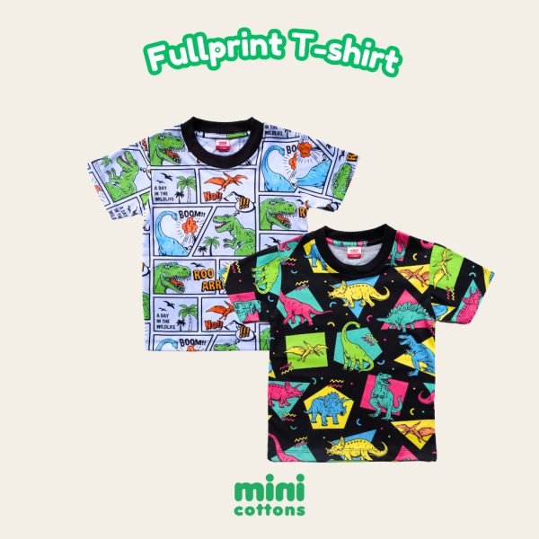 MINI COTTONS Kaos Anak Unisex Dino Fullprint Kids Tshirt 100% Katun 1-12 Tahun - Image 2
