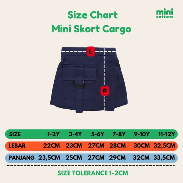 Minicottons Girls Skort Kargo Cargo Rok Anak Perempuan 1-12 Tahun - Image 3