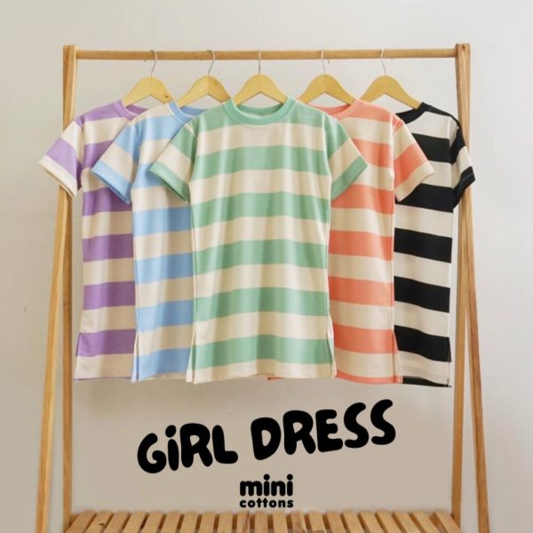 MINI COTTONS Stripe Dress Garis Salur Baju Anak Perempuan - Image 2
