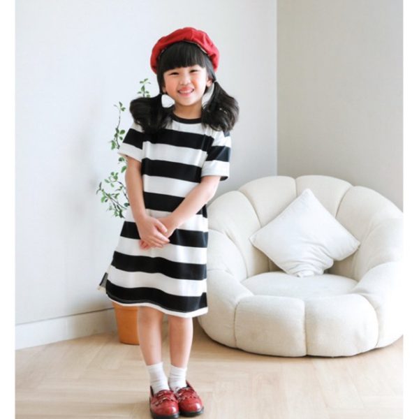 MINI COTTONS Stripe Dress Garis Salur Baju Anak Perempuan - Image 3
