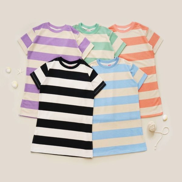 MINI COTTONS Stripe Dress Garis Salur Baju Anak Perempuan - Image 7