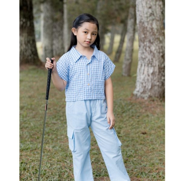 Minicottons Linen Cargo Pita Pants Celana Kargo Anak Perempuan 1-12 Tahun - Image 3