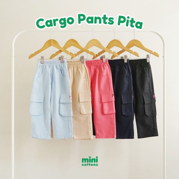 Minicottons Linen Cargo Pita Pants Celana Kargo Anak Perempuan 1-12 Tahun - Image 5