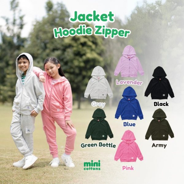 Minicottons Jacket Hoodie Zipper Top Baju Anak Unisex 1-12 Tahun