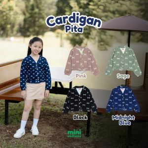 Minicottons Cardigan Anak Perempuan Print Pita Ribbon Knitwear 3-10 Tahun