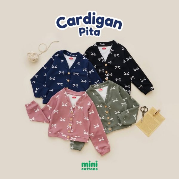 Minicottons Cardigan Anak Perempuan Print Pita Ribbon Knitwear 3-10 Tahun - Image 2