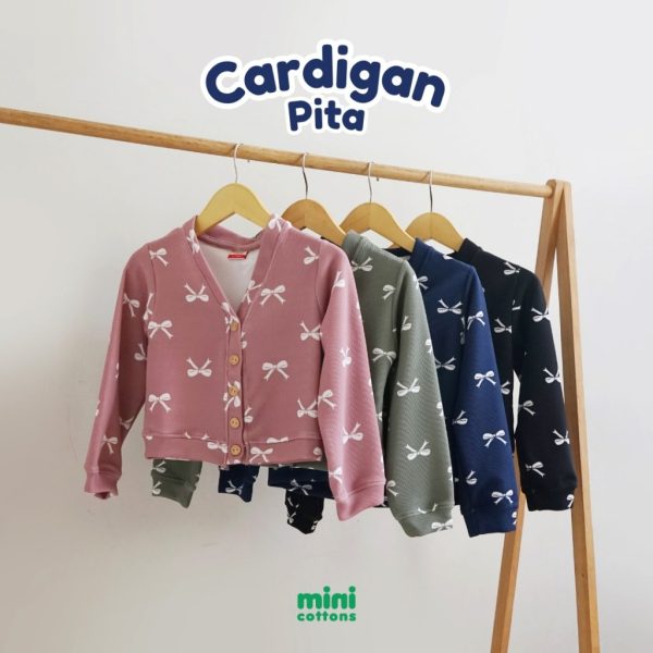 Minicottons Cardigan Anak Perempuan Print Pita Ribbon Knitwear 3-10 Tahun - Image 3
