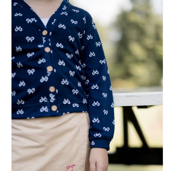 Minicottons Cardigan Anak Perempuan Print Pita Ribbon Knitwear 3-10 Tahun - Image 8