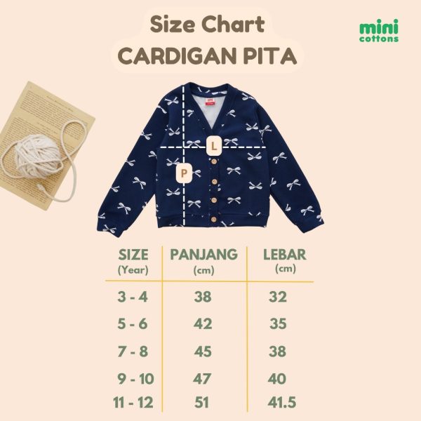 Minicottons Cardigan Anak Perempuan Print Pita Ribbon Knitwear 3-10 Tahun - Image 9
