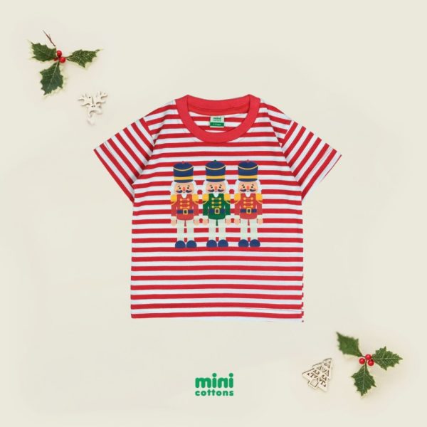 Minicottons Stripe Tshirt Salur Kaos Natal Anak Christmas Unisex 1-12 Tahun - Image 2