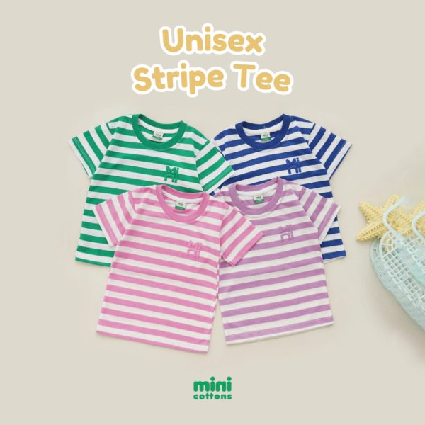 Minicottons Atasan Stripe Tshirt Salur Kaos Baju Anak Unisex 1-12 Tahun - Image 2