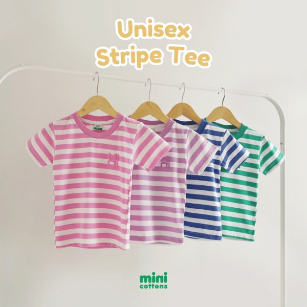 Minicottons Atasan Stripe Tshirt Salur Kaos Baju Anak Unisex 1-12 Tahun - Image 3