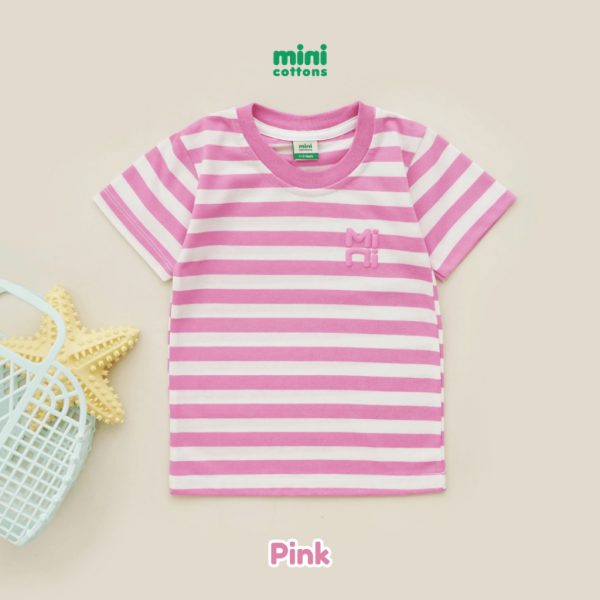 Minicottons Atasan Stripe Tshirt Salur Kaos Baju Anak Unisex 1-12 Tahun - Image 4