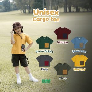 Minicottons Kaos Oversize Cargo Tshirt Kaos Oversize Pocket Unisex 1-12 Tahun