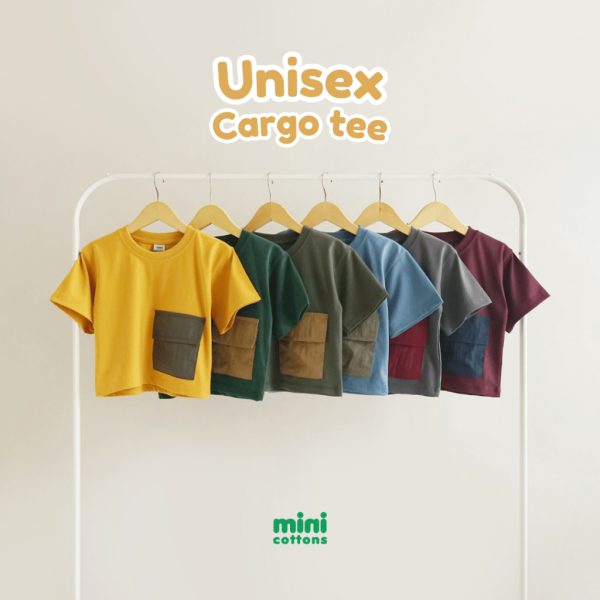 Minicottons Kaos Oversize Cargo Tshirt Kaos Oversize Pocket Unisex 1-12 Tahun - Image 2