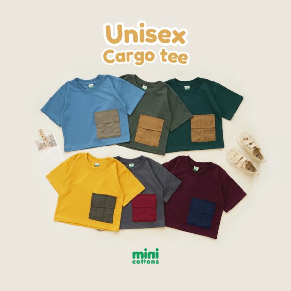 Minicottons Kaos Oversize Cargo Tshirt Kaos Oversize Pocket Unisex 1-12 Tahun - Image 3