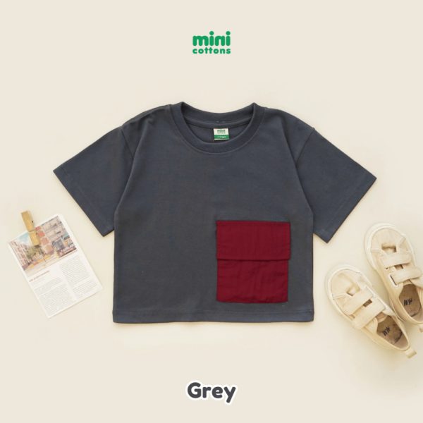 Minicottons Kaos Oversize Cargo Tshirt Kaos Oversize Pocket Unisex 1-12 Tahun - Image 4