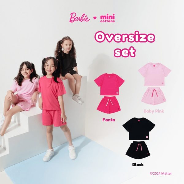 Barbie x Minicottons Setelan Oversize Set Anak Perempuan 2-12 Tahun