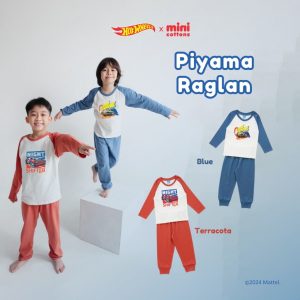 Hot Wheels x Minicottons Baju Piyama Raglan Hotwheels Anak Laki Laki 2-12 Tahun