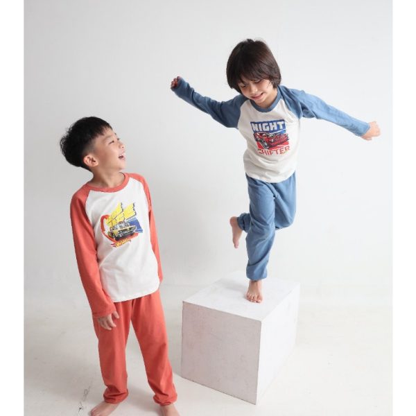 Hot Wheels x Minicottons Baju Piyama Raglan Hotwheels Anak Laki Laki 2-12 Tahun - Image 2