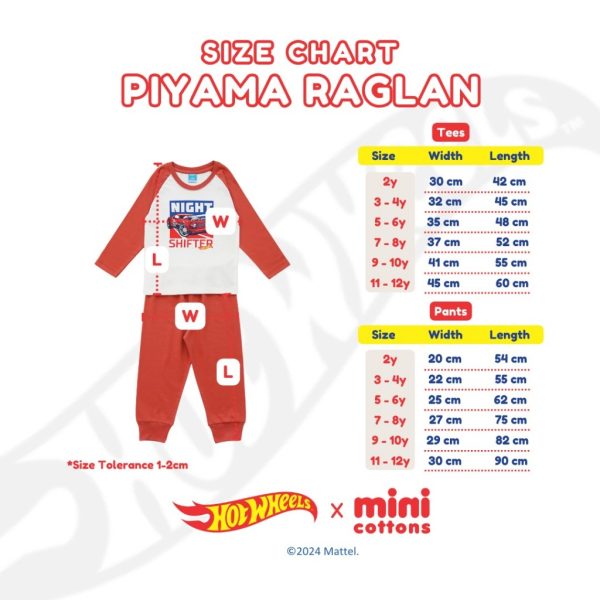 Hot Wheels x Minicottons Baju Piyama Raglan Hotwheels Anak Laki Laki 2-12 Tahun - Image 7