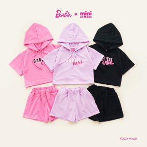 Barbie x Minicottons Setelan Hoodie Short Set Anak Perempuan 2-12 Tahun