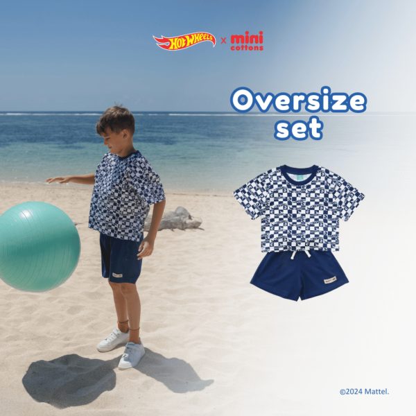Hot Wheels x Minicottons Kids Set Setelan Oversize Fullprint Anak Laki Laki 2-12 Tahun - Image 2