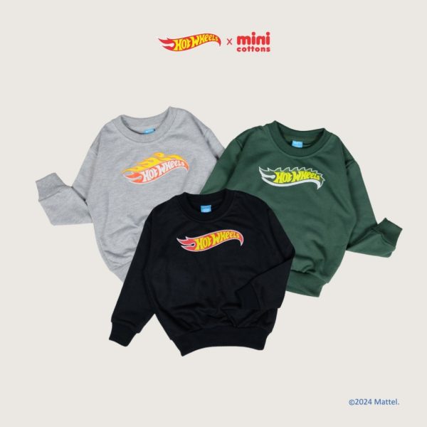 Hot Wheels x Minicottons Sweater Crewneck Top Anak Laki Laki 2-12 Tahun