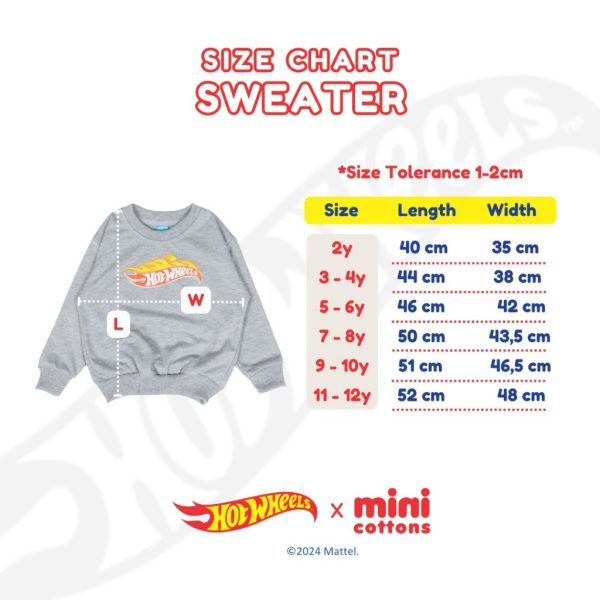 Hot Wheels x Minicottons Sweater Crewneck Top Anak Laki Laki 2-12 Tahun - Image 3