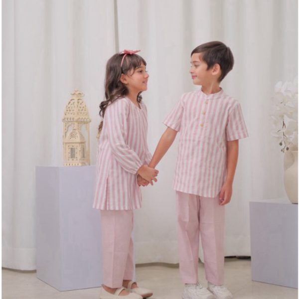 Minicottons Setelan Tunik Set Dress Motif Salur Striped Baju Anak Perempuan 1-12 Tahun - Image 2