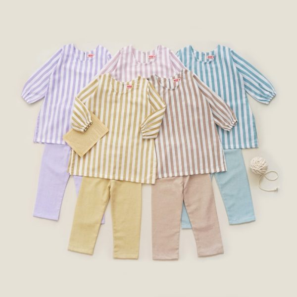Minicottons Setelan Tunik Set Dress Motif Salur Striped Baju Anak Perempuan 1-12 Tahun - Image 7