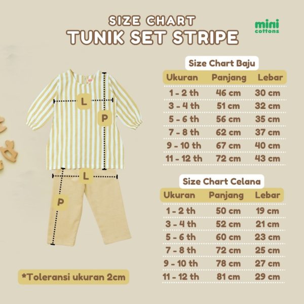 Minicottons Setelan Tunik Set Dress Motif Salur Striped Baju Anak Perempuan 1-12 Tahun - Image 9