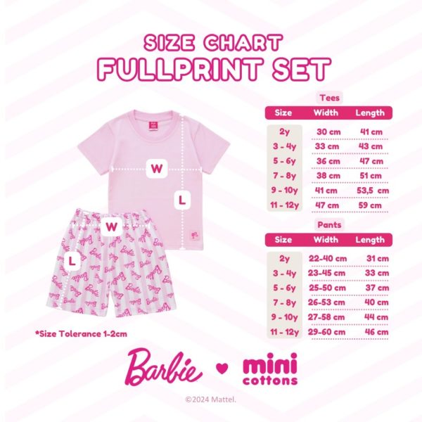 Barbie x Minicottons Kids Set Setelan Fullprint Anak Perempuan 2-12 Tahun - Image 9