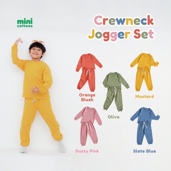 MINI COTTONS Tracksuit Crewneck Jogger Set Anak Unisex