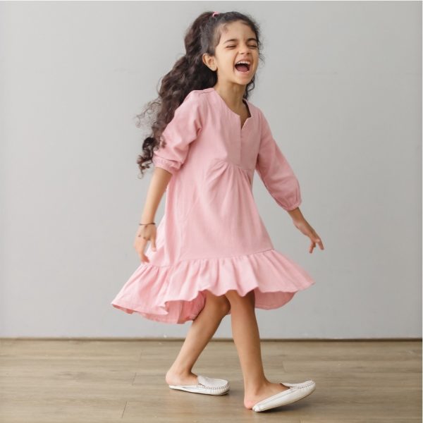 MINI COTTONS Dress Linen Baju Anak Perempuan Lengan Panjang Gamis Tunik - Image 3