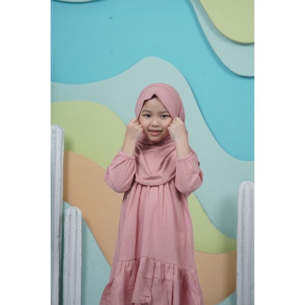 MINI COTTONS Dress Linen Baju Anak Perempuan Lengan Panjang Gamis Tunik - Image 6